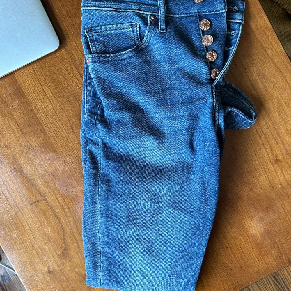 Express blue skinny jeans button fly front